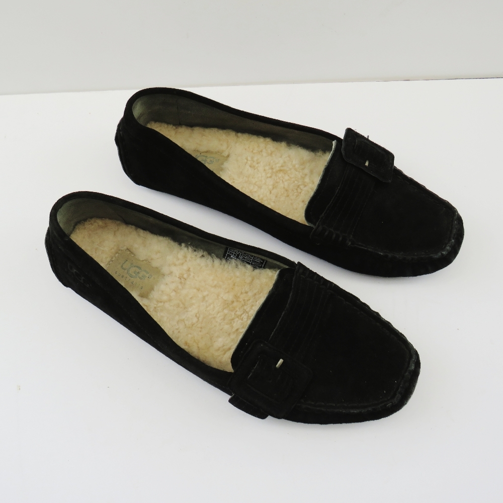 Ugg Retreat Black Suede Driving Loafers - Picture 2 of 16